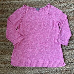 T by Talbots XS Pink 100% Cotton 3/4 Sleeve Knit Sweater